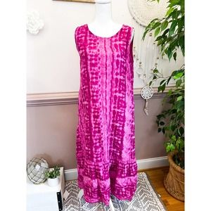 ALLEGRA MASETTI tie dye flounce hem maxi dress NWOT Size M